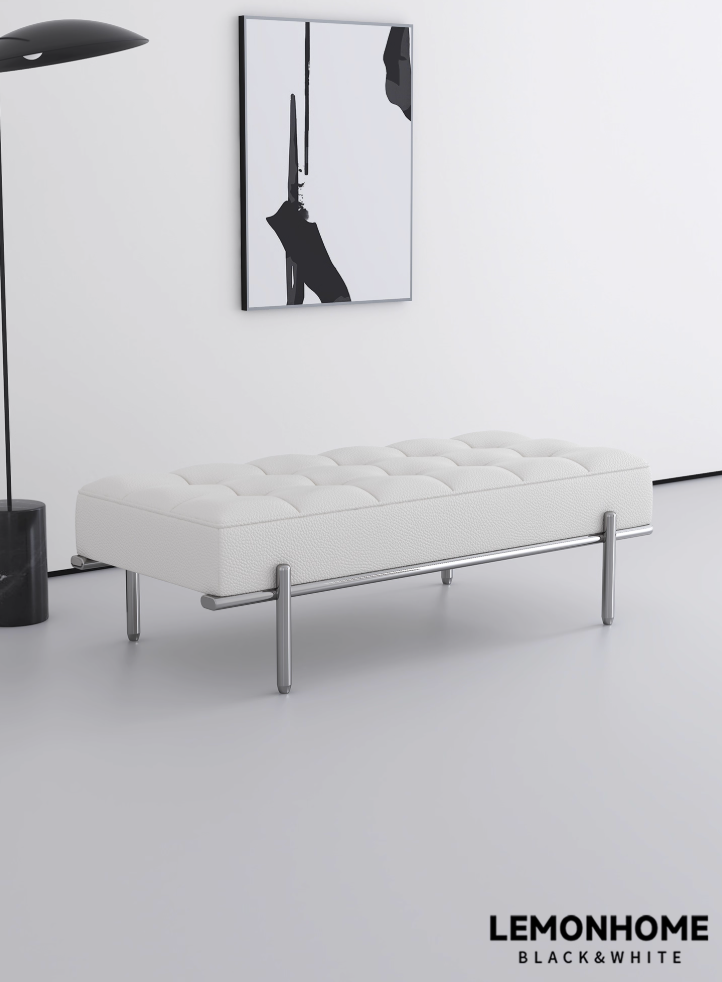 Tabouret minimaliste en cuir véritable