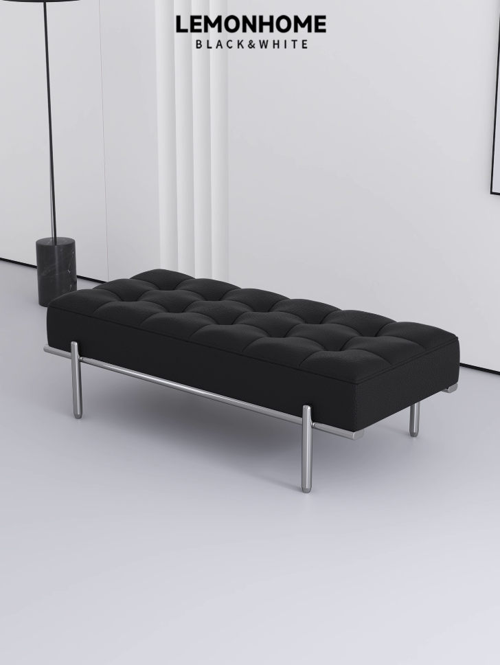 Tabouret minimaliste en cuir véritable