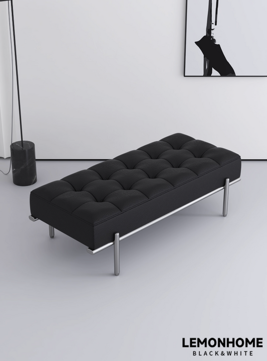 Tabouret minimaliste en cuir véritable