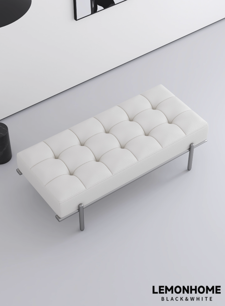 Tabouret minimaliste en cuir véritable